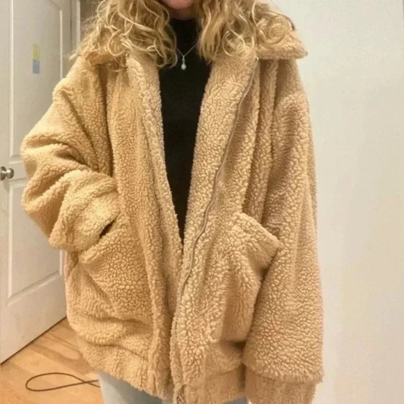 PRINCESS POLLY Brown Oversized Teddy Coat - Picture 3 of 7